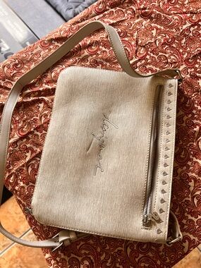Desigual Beige Textured Crossbody Bag with Studded Zip Trim